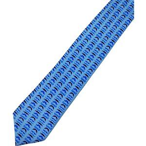 Tailorbyrd Collection Silk Tie Blue Mustache Pattern For Men